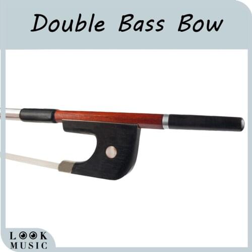 German Style Double Bass Bow 4/4 Upright Bass Bow Pernambuco Round Stick Ebony Frog Natural Horsehair Well Balance