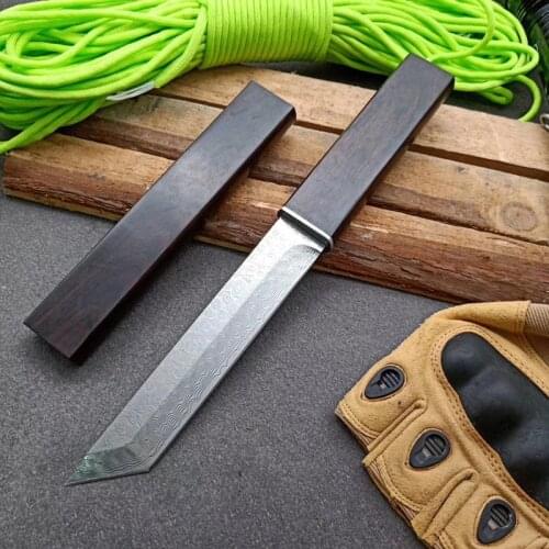Fixed Blade Straight Knife VG10 Damascus Steel Japanese tactical knife camping hunting knife (samurai sword)