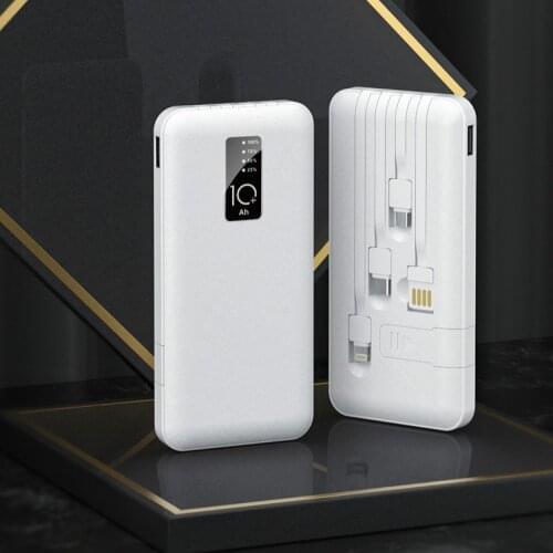 Portable Power Bank 10000mAh 4 output USB Charger External Battery with LED Lamp phone holder for Type C Micro iphone powerbank