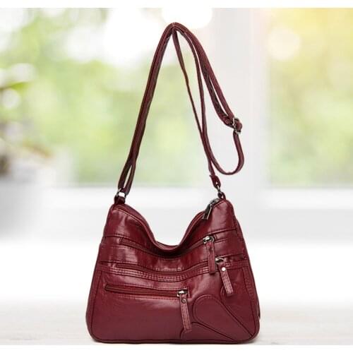 Casual Leather Handbag Ladies Solid Color Shoulder Bag Female Cross Body Bag Girl Multi-Layer Outdoor Accessories