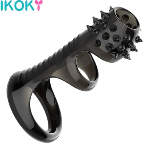 IKOKY Penis Sleeve TPE Cock Ring Erotic Reusable Condom Penis Ring Male Time Delay Ejaculation Sex Toys for Man Anti-shedding
