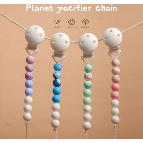 New Fashion Silicone BPA Free Baby Pacifier Chain Planet Shape Food Grade Baby Teether Nipple Accessorie Newborn Toys
