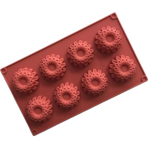Silicone Bakeware 8 Holes Flower Shaped Cake Mold Mold Silicone Chocolate Mold Peacock Tail Fan H062