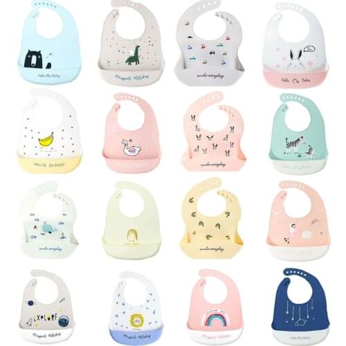 Reusable Waterproof Baby Bib Food Grade Silicone Infant Meal Pouch Easily Wipe Clean Anti Stains Toddler Feeding Bibs