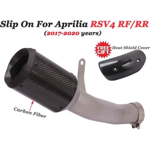 Super Bike Slip On For Aprilia RSV4 RF RSV4 RR 2017 - 2020 Motorcycle GP Exhaust Escape Modify Link Pipe Carbon Fiber Muffler