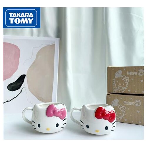 TAKARA TOMY Cute Cartoon Hello Kitty Water Cup Simple Creative Ceramic Cup Mug Coffee Cup Collection Cup