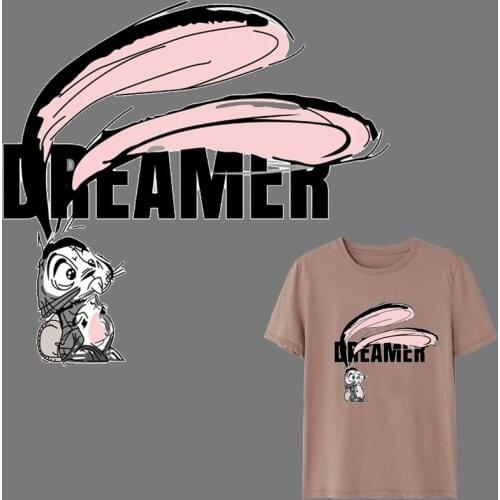 Cartoon Animal Patch Iron On Clothes Cute Rabbit Stickers Heat Transfer Parches T-shirt Dresses Badges Washable DIY Sticker