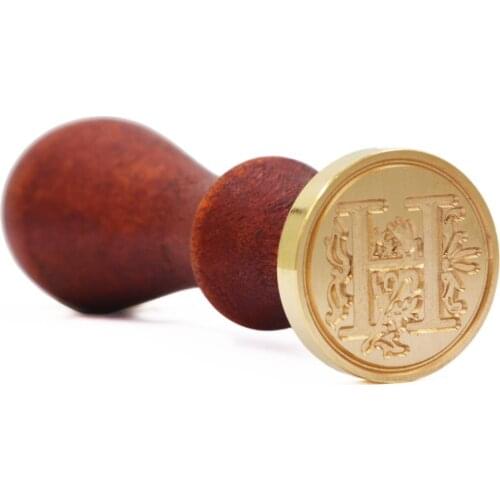 Vintage Style Wooden Handle 26 letter A-Z Alphabet Initial Wax Classic Sealing Wax Seal Stamp (H)