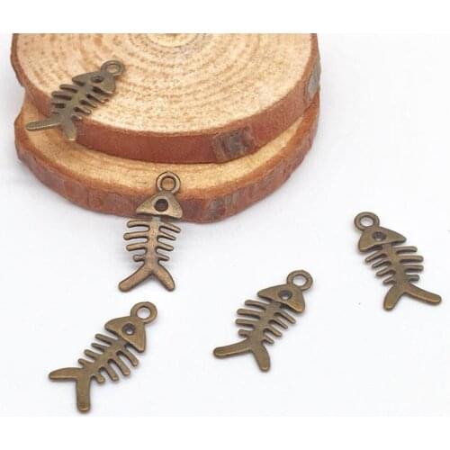 Vintage 60 pcs fish bone charms metal Marine life Pendants fit DIY necklace earring bracelet charms Jewelry Making