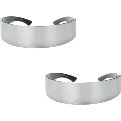2pcs Party Robot Sunglasses Funny One-piece Metallic Silver Futuristic Soldier Space Robot Halloween Party Glasses Props