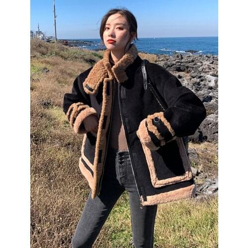 Women 2021 Autumn Winter Fashion Faux Fur Coat Female Faux Leather Suede Jacket Thicken Warm Outerwear Lady Loose Jackets C552