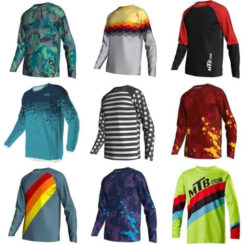 9 styles Summer Long sleeve Breathable Customize Moto T shirt Mtb Motocross Cycling DH MX Cycling Downhill jersey sport bike top