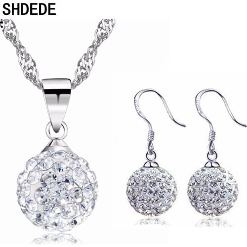 SHDEDE Cubic Zirconia Accessories Earrings Necklaces Jewelry Sets For Women CZ Rhinestone Bead Birthday Party Gift