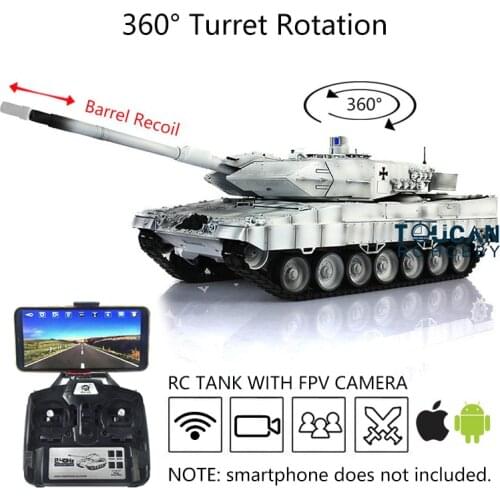 1/16 Heng Long FPV 7.0 Leopard2A6RC Tank 3889 Metal Tracks Barrel Recoil TH17641-SMT4
