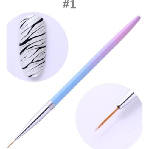 1PC Nail Art Acrylic Powder Blue Pink Pen Brush UV Gel Nail Painting Drawing Tips Multi-function DIY Manicure Tool