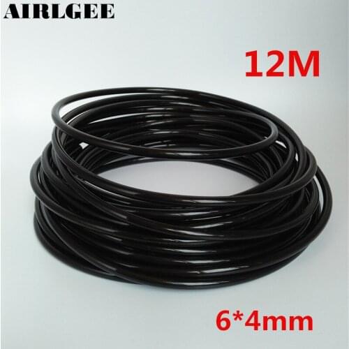 12 Meter 39.4ft 6mm x 4mm Pneumatic Air Hose Pipe PU Tube Black
