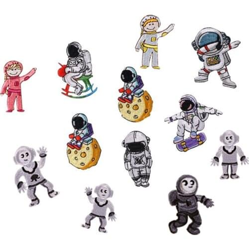20pcs/lot Embroidery Patches Self Adhesive Astronaut Clothing Decoration Sewing Accessories Diy Iron Heat Transfer Applique