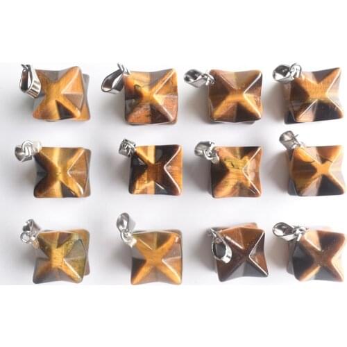 2020 New fashion natural tiger eye stone Octagonal polygon charms Pendants for jewelry making 12pcs/lot wholesale free shipping