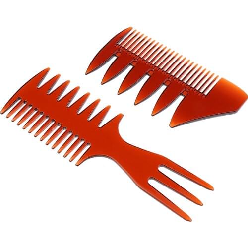 3-in-1 Mens Oily Hair Pick Comb Salon Dye Hairdressing Styling Wide Tooth 2pcs