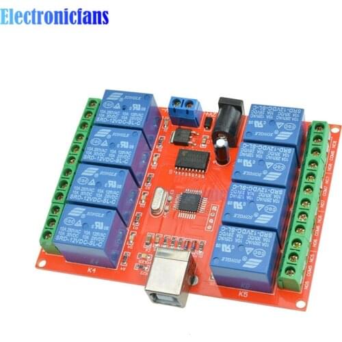 8 Channel DC 12V Relay Module Computer USB Control Switch Driver PC Intelligent Controller 8 Channel USB Relay For Smart Home