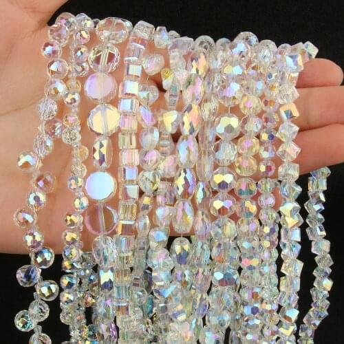 AB color Austrian Clear Teardrop Crystal Beads for Jewelry Making Earrings Bracelet DIY Heart Briolette Faceted Glass Beads