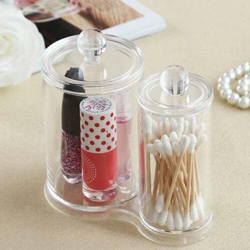 Acrylic Cotton Swab Makeup Box Portable Clear Make Up Container Cotton Pad Holder Cosmetics Organizer Storage Box