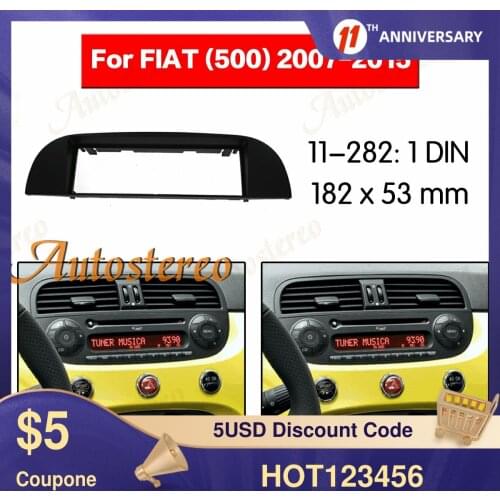 Car radio Frame PanelOne Din Car DVD/CD Radio Stereo Fascia Panel Frame Adapter Dash Kit For FIAT 500 2007