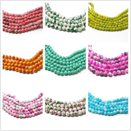 Hot 8MM 80cm(approx 100pcs) Round Assorted Colorful Glass Beads For Women DIY Fashion Charms Necklace Bead Bracelet Jewelry