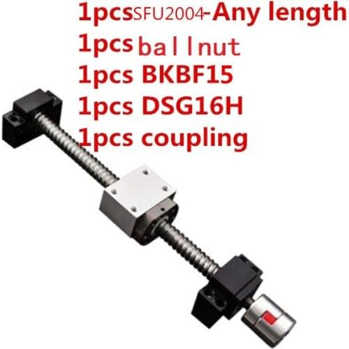 Fast deliver Ball screw set 2004 100mm-1173mm with nut +support BKBF/EKEF/FKFF15+nut holder+coupling for CNC