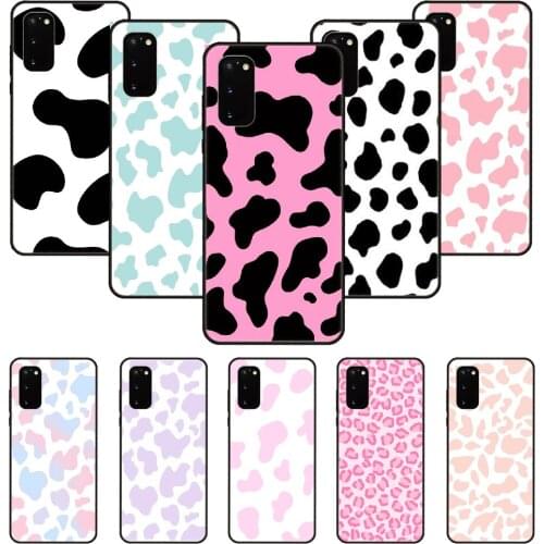 Phone Case For SamSung Galaxy S Note 10 20 7 6 9 8 Plus Edge E Ultra Lite Black Cover Shell Trend Back Tpu Prime Cow pattern