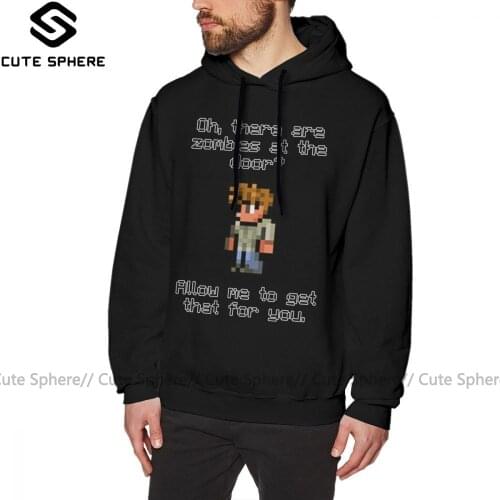 Terraria Hoodie Guide Likes Zombies Hoodies XXXL Black Pullover Hoodie Autumn Long Sleeve Streetwear Popular Male Cotton Hoodies