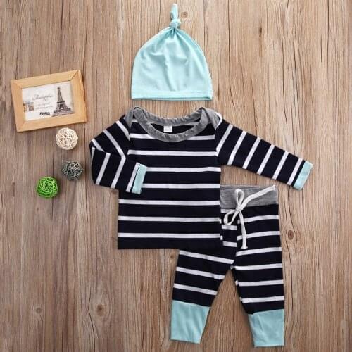 Baby clothes Fashion cotton long sleeve t-shirt + pants + hat christmas infant 3pcs suit newborn baby boys girls clothing sets