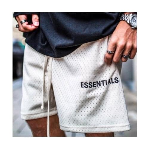 Double-line mesh drawstring letters five-point pants mens shorts