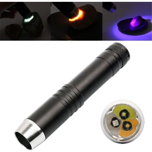 White Yellow 365nm 395nm UV 3 Light Source LED Flashlight for Jade Jewelry Gem Amber Identification 18650 Torch torcia linterna