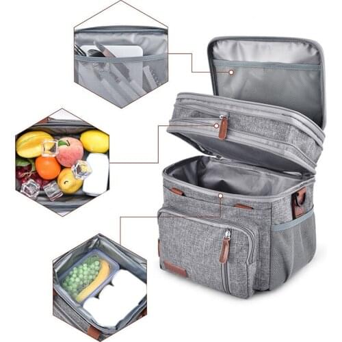 Insulated Thermal Cooler Lunch Bag Picnic Car Ice Pack Bolsa Termica Loncheras Para Outdoor Double-Layer Waterproof Oxford Box