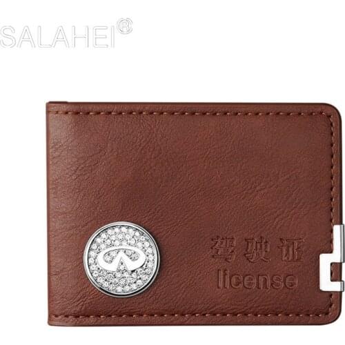 1Pcs Car Drivers License Wallet Brush Card Package Male And Female For Infiniti FX35 Q50 Q30 ESQ QX50 QX60 QX70 EX JX35 Styling