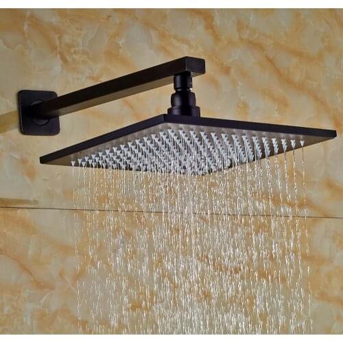 Bathroom Square 10 Inch Rainfall Shower Head with Wall Mounted Shower Arm