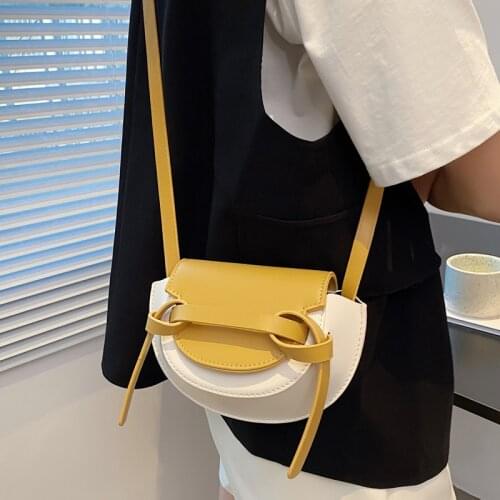 Fashion Simple Shoulder Messenger Bag Ladies Crossbody Bag Small Summer Contrast Color PU Leather Purses and Handbags Designer