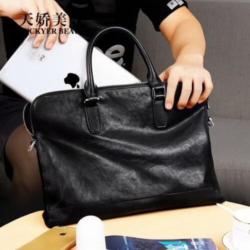 LUCKYER BEAUTY men bag briefcase leather computer bag messenger handbag purses jobs genuine leather