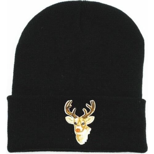 Deer animals embroidery Thicken knitted hat winter warm hat Skullies cap beanie hat for kid men women 245