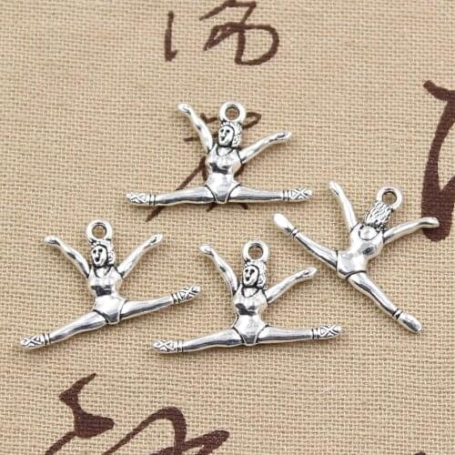 20pcs Charms Gymnastics Gymnast Sporter 22x16mm Antique Silver Color Pendants Making DIY Handmade Tibetan Silver Color Jewelry