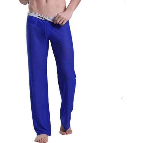 Casual Mesh Pajamas Ultra-thin Men See Though Pants Tranparent Long Pants Sexy Men Trousers Mens See Through Pants Men Sleepwear