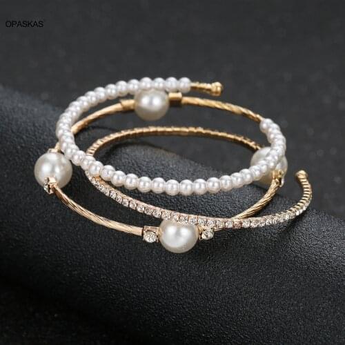 Simple Bracelet Three Rows of Full Diamond Elastic Open Bracelet Bracelet Durable and All-Matched PT