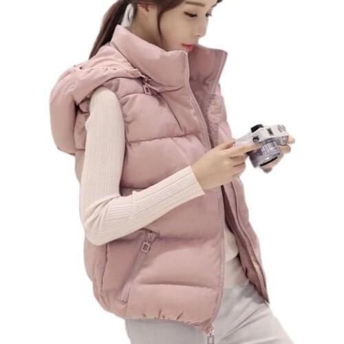 Autumn Winter Down Jacket Vest Female Short Student Hooded Waistcoat Vests Women Warm Korean Oversize Thinner Parka Jacket Lady