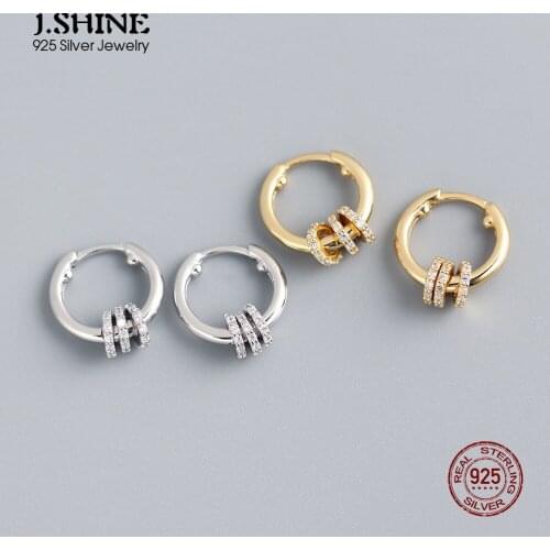 JShine Detachable Loops Silver Earrings 925 Transfer Beads Cubic Zirconia Hoop Earring Sterling Silver Round Circle Earrings