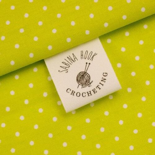 Sewing Labels, Personalized Brand, Custom Logo, Cotton Tags, Knitting Crochet, White Fabric, 25mm x 70mm (MD5168)