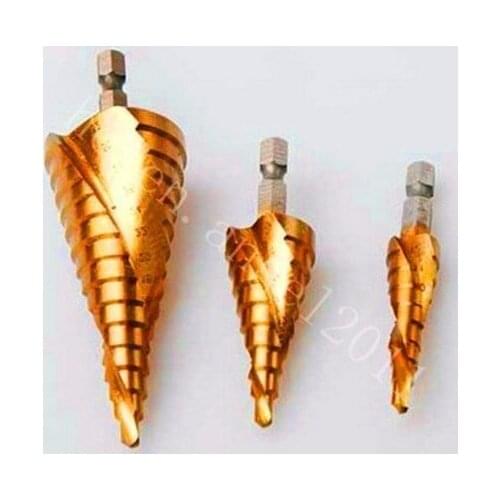 3Pcs 4-12mm/4-20mm/4-32mm HSS Steel Step Drill Bit Bits Tool Set For Wood/Steel