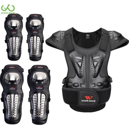 WOSAWE MTB Motocross Armor Elbow Knee Pads Protective Suit Snowboard Body Protection Adults Motorcycle Armor Jackets Set