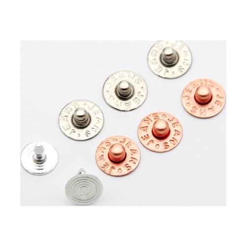 ZD-023 300 sets / lot 9.5mm brass garment jeans buttons rivets stud rivets alum nail nickle/copper for jeans pocket