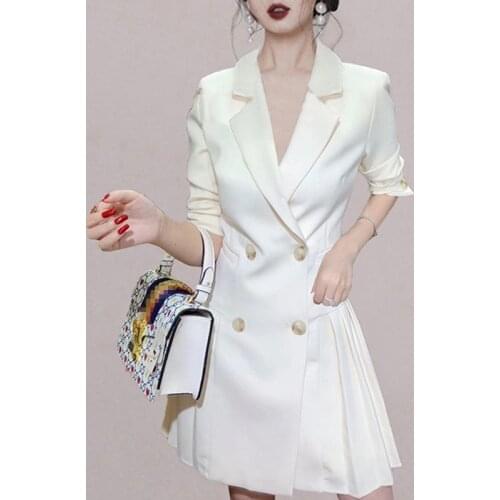 Elegant Blazer Dress Women Long Sleeve Office Party Dress Female 2021 Autumn High Waist Fashion Business Mini Dress